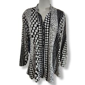 Allison Taylor Woman Polka Dot Black and White Figure Flattering Women's Top 2X